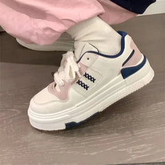 LIZAKOSHT - Platform Sneakers White Shoes Woman Sports Tennis Female Flats Casual Pink Gray Kawaii Vulcanize Harajuku Footwear