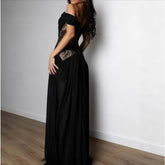 LIZAKOSHT - 2026 Women's Elegant New Sexy Lace Stitching Slightly Sheer Slit Dress