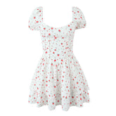 LIZAKOSHT - Summer French Sweet Wind Strap Waist Thin Cake Layer Bubble Sleeve Dress