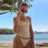 LIZAKOSHT - Fashion Polka Dot Slim Bikini Suit Holiday Style Suspender Tank Top Tight-fitting Underpants Lady New Beach Party Costume