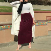 LIZAKOSHT - New Striped Elastic Temperament Slim Skirt Sexy Solid Color Knitted Bag Hip Ankle Women's All-season Women's Green Skirts
