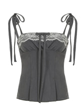 LIZAKOSHT - Lace Cute Bow Sexy Camisoles Slim Y2K Aesthetic Backless Top Women's Vest Hot Chic Sweet Casual Lace Up Outfits