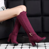 LIZAKOSHT - new antumn winter women long boots plus size 22-28 cm flock upper fashion boots knee high boots high heel women shoes