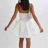 LIZAKOSHT - Women's Strapless Puffy Mini Dress Summer Backless Bubble A Line Dress Casual Party Cocktail Short Dress with Pocket
