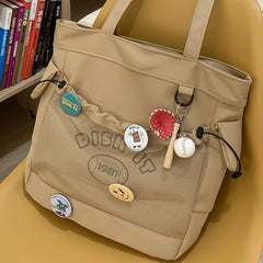 LIZAKOSHT - Cute Preppy Youth Nylon Large Capacity Women Shopping Totes Leisure Handbags Luxury Designer Leisure Shoulder Bags