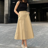 LIZAKOSHT - Commuting High Waisted A-line Skirt Spring New Khaki Suit Skirt Half Skirt Women's Clothing