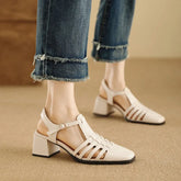 LIZAKOSHT - Retro breathable top layer sheepskin sandals with hollowed out upper design for comfort Simplicity
