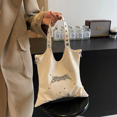 LIZAKOSHT - Y2k Aesthetic Punk Gothic Shoulder Underarm Bag Korean Women Fashion Trendy Handbags Streetwear Casual Luxury Design Tote Bags