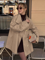 LIZAKOSHT  -  Vintage Trench Coats for Women 2025 Autumn Turn-down Collar Single Breasted Outerwears Streetwear Ladies Windbreaker Tops