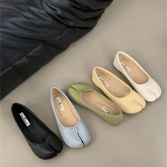 LIZAKOSHT - Spring New Brand Women Flat Shoes Fashion Candy Color Ladies Split Toe Shallow Slip On Boat Shoes Dress Loafer Shoes New