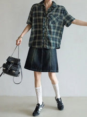 LIZAKOSHT - Vintage High-waisted Denim Skirt Women's 2026 Summer A-character Women's Mid-skirt