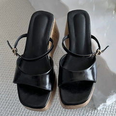 LIZAKOSHT - Summer Outdoor Fashion Brand Peep Toe Platform Slippers High Quality Sandals Women Wedges Heels Ladies Leisure Shoes New