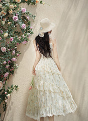 LIZAKOSHT  -  Summer Chic Design Hibiscus Dress For Vacation Holiday Vintage Print Floral Spaghetti Strap Romantic Fairy Dresses Robe Plage