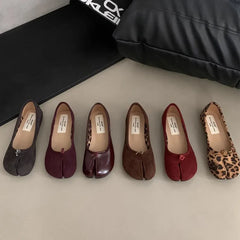 LIZAKOSHT - Autumn Women Flat Shoes Fashion Split Toe Shallow Slip On Mary Jane Shoes Soft Flat Heel Outdoor Dress Single Shoes New
