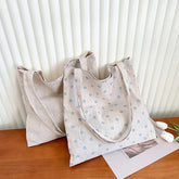 LIZAKOSHT - Linen Canvas Casual Female Tote Shoulder Bag Side Bag for Ladies Print Reusable Shopping Bags Handbag Eco Grocery