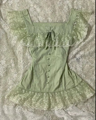 LIZAKOSHT  -  Sweet 2-piece Set Sexy Lace Top T-shirt Y2k Womens Dresses Kawaii Goth Short Sleeve Vintage Mini Skirt Summer Harajuku Korea 90s