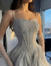 LIZAKOSHT - Luxury Long Evening Dresses Ruffles Beads Formal Dubai Prom Dresses Ruched Sweetheart A-Line Prom Gowns Women