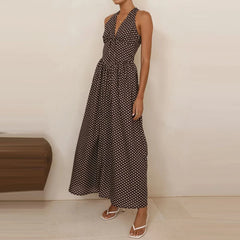 LIZAKOSHT - Comfortable Commuter Women's Dress Polka Dot Sleeveless Classic Strap Skirt Beach Vacation Summer New Long Dress