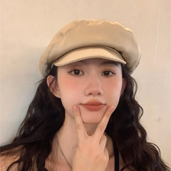 Lizakosht Japanese Celebrity Satin Berets for Women Spring and Summer Thin French Elegance Temperament Retro Champagne Newsboy Hats