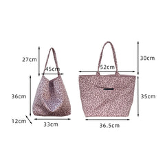 LIZAKOSHT - Women's Pink Leopard Print Shoulder Bag Large Capacity Casual Tote Simple Double Sided Use For Work Commuting