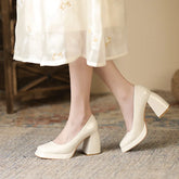 LIZAKOSHT Women Super High Heels New Autumn Female Thick Heel Square Toe Shallow Pumps Elegant Ladies Platform Mary Jane Shoes