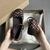LIZAKOSHT - Cute Polka Dot Thick Heel Women Mary Jane Shoes Designer Buckle Strap Pumps Ladies Eelgant Butterfly-knot Dress Single Shoes