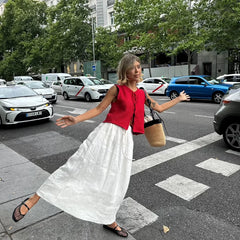 LIZAKOSHT - Casual Knit Lace Up Vests Women Loose Hollow Out Sleeveless O-neck Sweater Top Autumn New Lady Solid Cardigans Streetwear