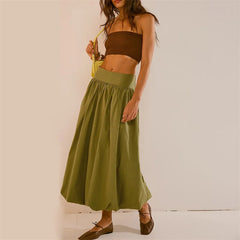 LIZAKOSHT - Skirts y2k Women Summer Elegant Solid Color High Waist Loose Fitting Long Bubble Skirt Office Ladies Skirts Streetwear