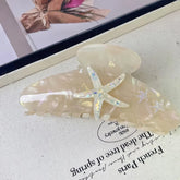 LIZAKOSHT - 1pc Large Diamond Set Starfish Hair Clip,Summer Beach Starfish Hair Clip,Non Slip Acetate Power Hold Chin Hair Clip