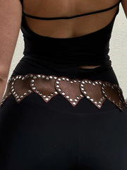 LIZAKOSHT - Sweetown Fashion Chic New Pu Rivet Heart-Shape Women’s Belt Cute Y2k Spliced Design All-Match Trendy Accessories Exquisite