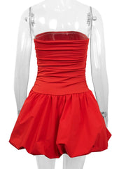 LIZAKOSHT  -  Sexy Red Flower Short Dress Ladies 2025 Summer Bandeau Bodycon Dress Women Evening Party Tight Mini Dresses Clubwear