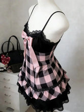 LIZAKOSHT - Sexy Dresses Slim Vintage Y2k 2000s Backless Plaid Punk Sling Dress Goth Summer Short Skirt Bow Woman Clothes Hot Girl Emo Chic