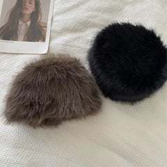 Lizakosht Y2k Europe and America Hats Autumn and Winter New Fox Fur Hair Imitation Mink Fur Hat Female Thickening Warm Plush Fishing Caps