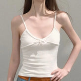 LIZAKOSHT - Spring Summer Korean All Match Two Piece Sets Sweet Lace Knitted Hollow Out Short Cardigan Y2k Bow Appliques Basic Slim Tanks