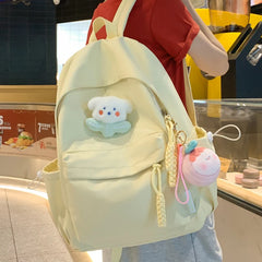 LIZAKOSHT  -  Cute Waterproof Solid Color Nylon Women Backpack College Style Travel Rucksack School Bags for Teenage Girl Boys New