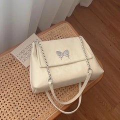 LIZAKOSHT - Aesthetic Shoulder Bag for Women Elegant Butterfly Leather Luxury Fashion Tote Bag Harajuku Style Designer Female Handbag