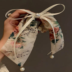 LIZAKOSHT - 1PC Super Fairy, Pearl, Butterfly, Ribbon, Small Intestine Loop, Sweet, Girl, Tie Marble Hair Rope, Premium, Ponytail, Temperame