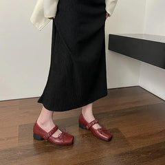 Lizakosht Korean Style Retro Mary Jane Shoes Square Toe Women's Shoes Bowknot PU Ballet Flats Spring/Autumn Flats Women Shoes