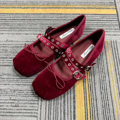 LIZAKOSHT - Soft Female Round Toe Footwear Women Mary Janes Lolita Shoes New Silk Fashion Buckle Strap Elegant Shallow Ladies Flats Shoes