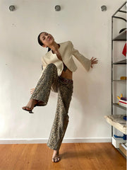 LIZAKOSHT - American Leopard Print Jeans Women Y2K Retro Street Hot Girl Loose Korean Style Casual High Waist Straight Denim Trouser