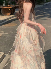 LIZAKOSHT - Summer Irregular Ruffles Midi Dress Women Sleeveless Beach Style Chiffon Halter Casual Holiday Sundress One Piece Vestidos Mujer