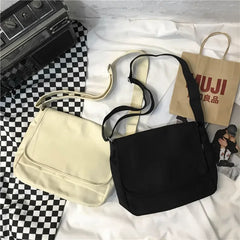 LIZAKOSHT - Solid Color Fashion Women's Shoulder Bags High Quality Canvas Crossbody Bag