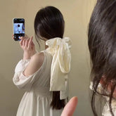 LIZAKOSHT - French Vintage Bow Hair Tie Set - Elegant Satin Scrunchies with Ribbon Accents, Luxe Hair Accessories for Women