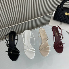 LIZAKOSHT  -  Brand Ankle Strap Sandals Women Fashion Thin High Heels Party Dress Shoes Narrow Band Casual Sandalias Black White Wine Red