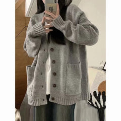 LIZAKOSHT - Japanese Fashion College Loose V-neck Cardigan 2026 New Sweater Female Outer Wear Sweater Coat School Uniform Women's Clothing