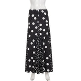 LIZAKOSHT - Contrasting Polka Dot Patchwork Elegant A-Line Knit Skirt Summer Vacation Beach Low-Rise Skirt Streetwear Women Clothes