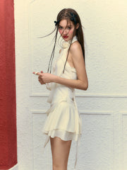 LIZAKOSHT - Women's Summer Solid Strapless Mini Dresses Halter Elegant Hot Girls Female Sexy Dress Nightclub Streetwear Vestidos