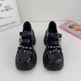 LIZAKOSHT - Sweet Thick Soled Lolita Shoes Women Retro Versatile British Style Chain Versatile Leather Shoes Japanese Girl Loli Single Shoes