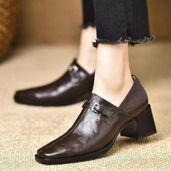 LIZAKOSHT - Women's Shoes British Style Low-Top Sharp-Toe Commuter Shoes Metal Buckle Anti-Slip Leisure Spring Autumn Seasonal Loafers Pumps