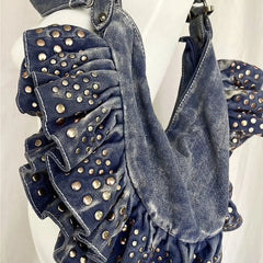 LIZAKOSHT - Korean Niche Design Autumn/winter Vintage Rivet Spicy Girl Style Single Shoulder Large Capacity Crossbody Bags